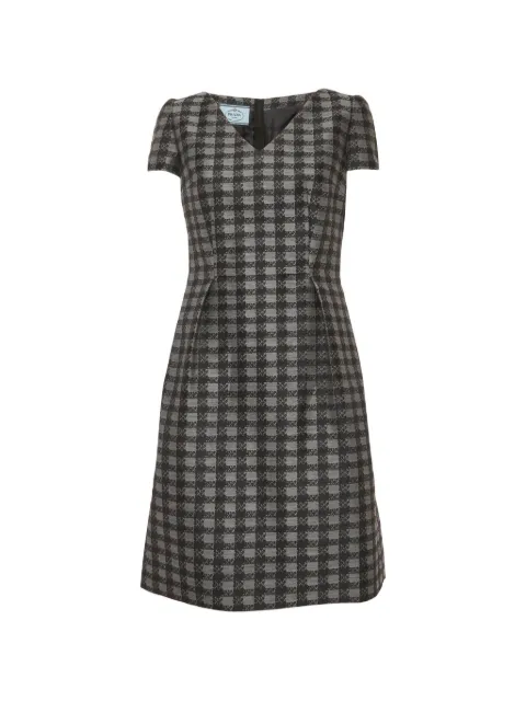 Prada Pre-Owned checked short-sleeve midi dress Black 1308787