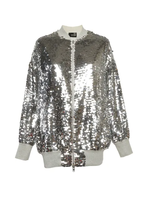 Moschino Pre-Owned sequin-embellished bomber jacket Silver 1313186