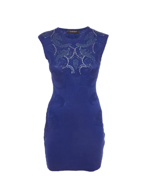 Roberto Cavalli Vintage embroidered stretch-knit mini dress Blue 1334439