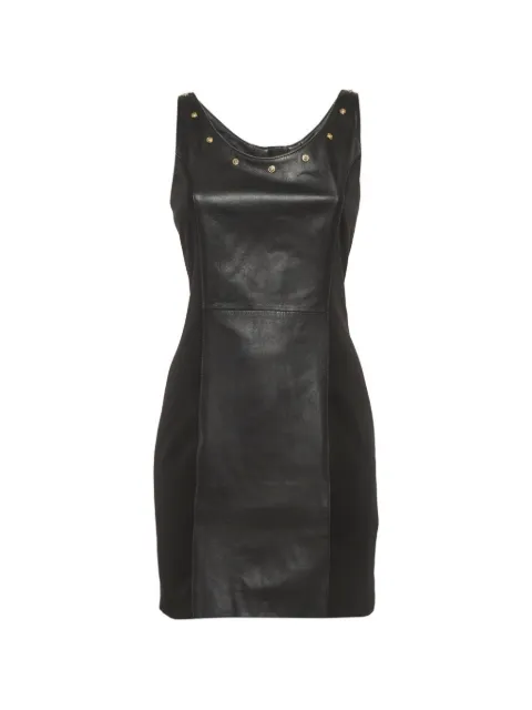 Versus Pre-Owned logo-stud leather-panelled mini dress Black 1313399