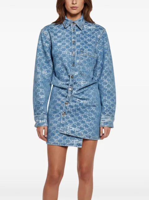 Off-White Pre-Owned monogram jacquard twist-front mini dress Blue 1363230