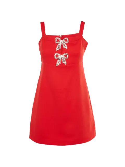 Self-Portrait bow-embellished crepe mini dress Red 1328777