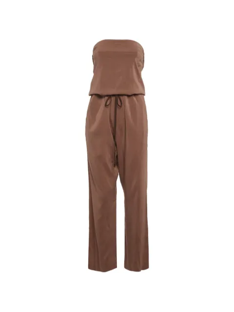 Brunello Cucinelli Vintage strapless drawstring jumpsuit Brown 1315434