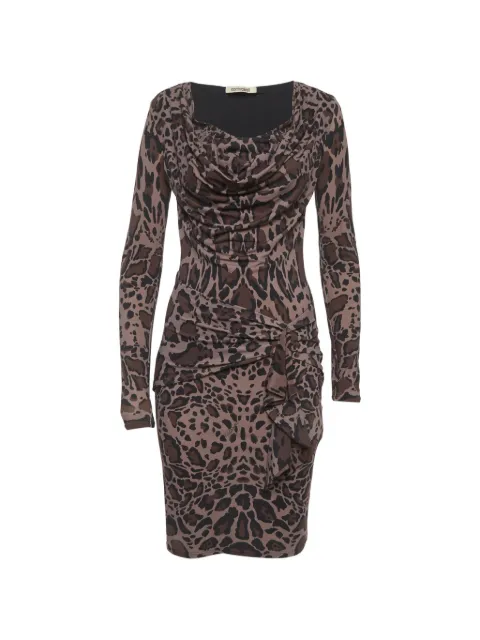 Roberto Cavalli Vintage animal-print draped mini dress Brown 1295867