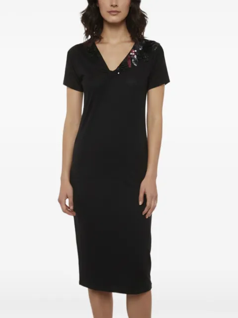 Escada Pre-Owned sequin-embellished asymmetric midi dress Black 1342496