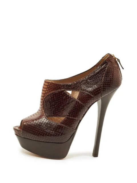 Fendi Pre-Owned python-embossed peep-toe sandals Brown 1278865
