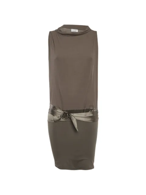 Brunello Cucinelli Vintage belted jersey mini dress Brown 1315723