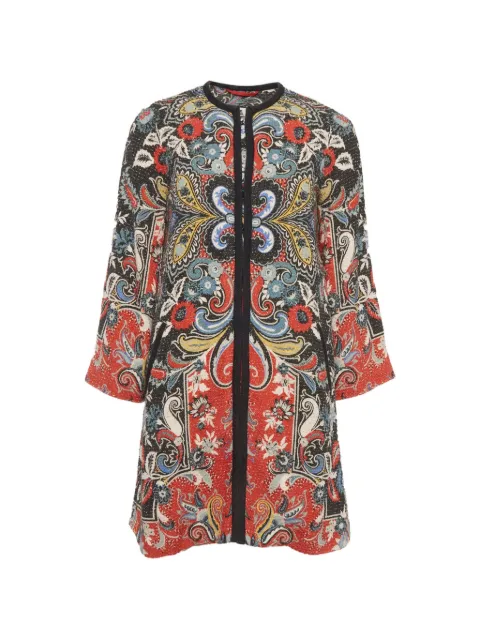 Etro Pre-Owned floral-print tweed coat Black 1305776