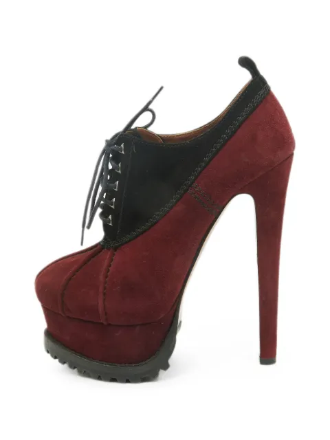 Alaïa Pre-Owned lace-up suede heeled booties Red 1359473