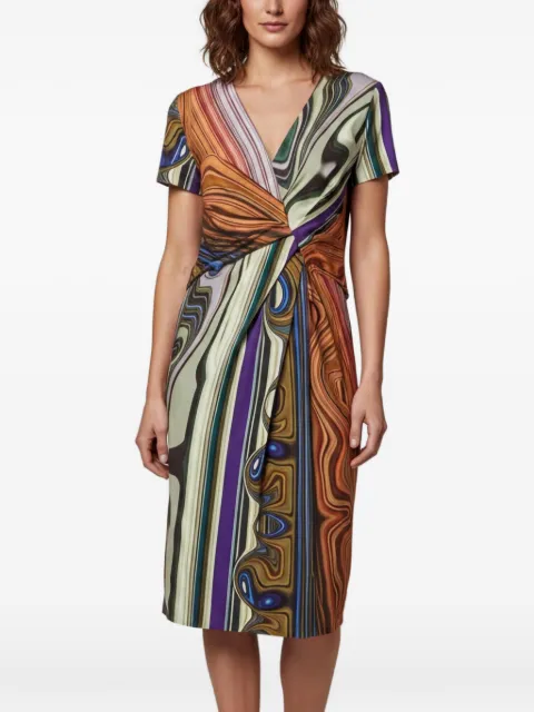 Escada Pre-Owned Disa draped jersey midi dress Orange 1346720