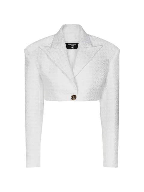 Balmain Pre-Owned tweed cropped jacket White 1290077