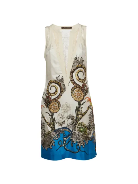 Roberto Cavalli Vintage floral-print snake-motif mini dress Neutrals 1332450