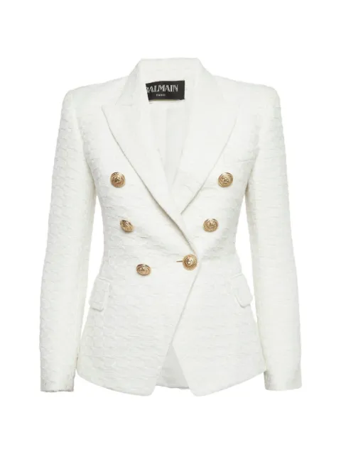 Balmain Pre-Owned double-breasted tweed blazer White 1286675