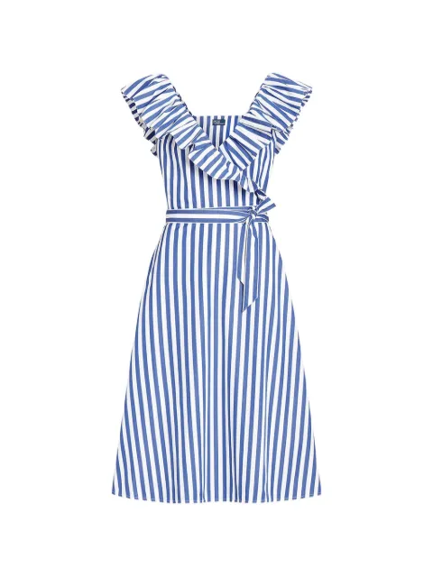 Polo Ralph Lauren Vintage striped ruffle-trim midi dress Blue 1300191