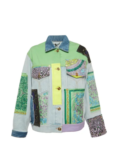 Versace Pre-Owned mixed-print patchwork denim jacket Blue 1332563