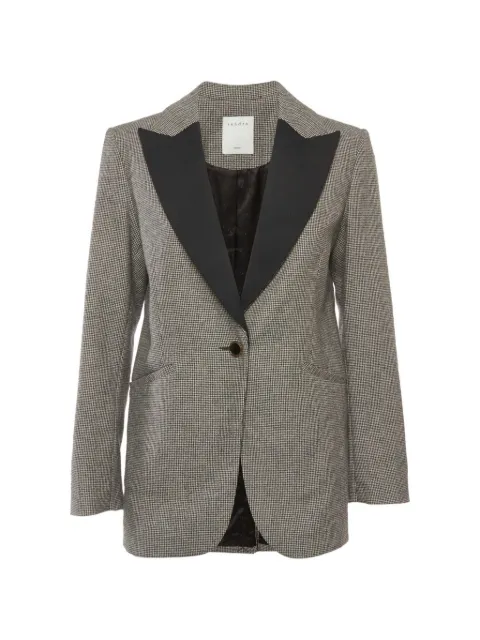 SANDRO Houndstooth wool-blend blazer Grey 1319045