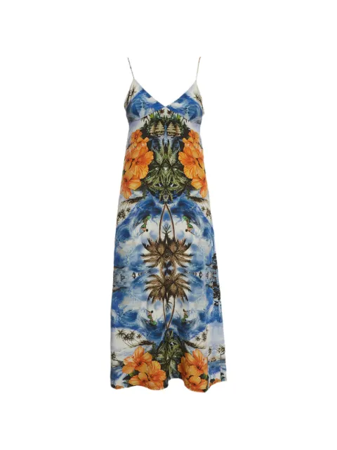 Stella McCartney Pre-Owned hawaiian-print silk midi dress Blue 1324879