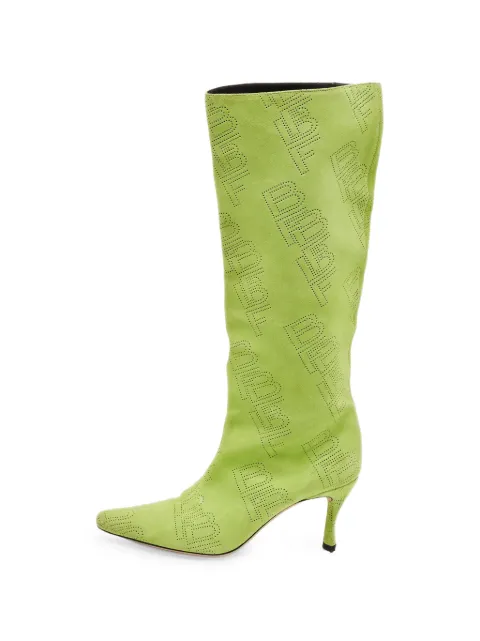 BY FAR Stevie perforated knee-length boots Green 1327452