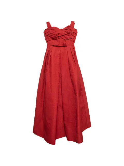 Self-Portrait 2021 textured-jacquard off-shoulder midi dress Red 1265770
