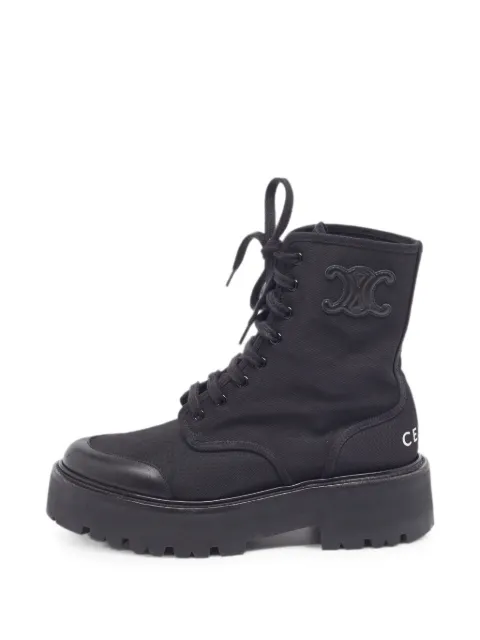 Celine Pre-Owned logo-detail combat boots Black 1320727