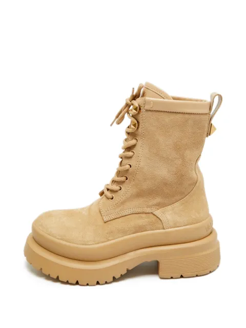 Valentino Garavani Pre-Owned leather combat boots Neutrals 1275744