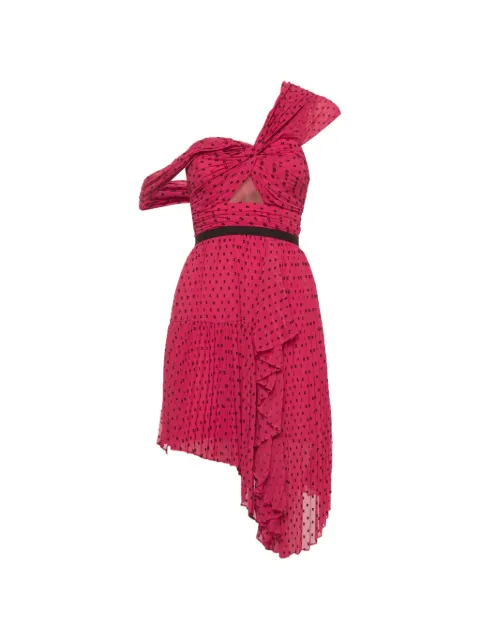 Self-Portrait polka-dot asymmetric dress Pink 1331118