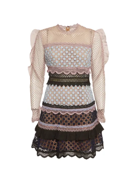 Self-Portrait Bellis lace-trim ruffled mini dress Pink 1301041