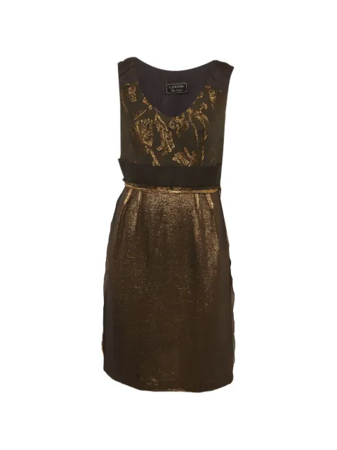 Lanvin Pre-Owned sleeveless metallic-finish V-neck mini dress Gold 1309731