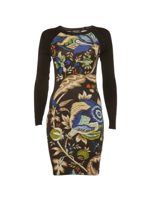 Roberto Cavalli Vintage floral-print rib-knit dress Black 1312076