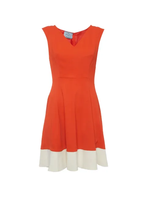 Prada Pre-Owned sleeveless crepe-texture midi dress Orange 1318606