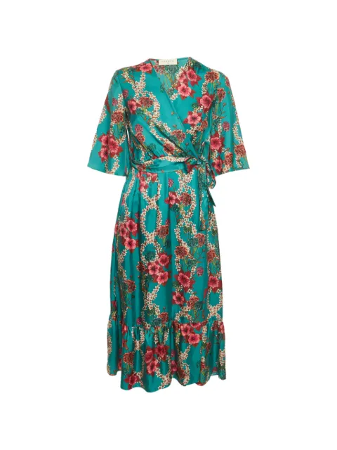 SANDRO floral-print wrap midi dress Blue 1299944