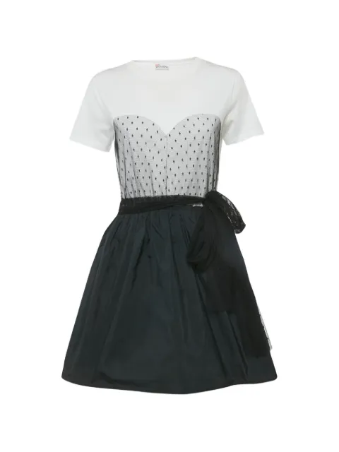 Red Valentino Vintage Plumetis-trim panelled mini dress Grey 1265160