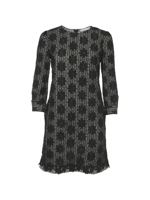 See by Chloé checkered floral-mesh shift dress Black 1286729