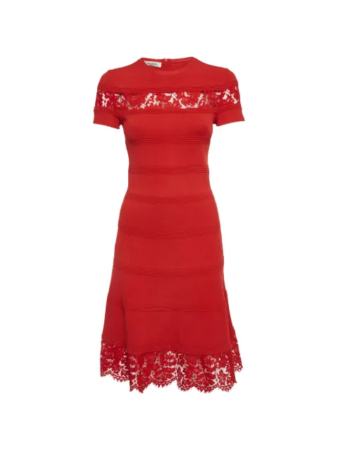 Valentino Garavani Pre-Owned lace-trim mini dress Red 1292278