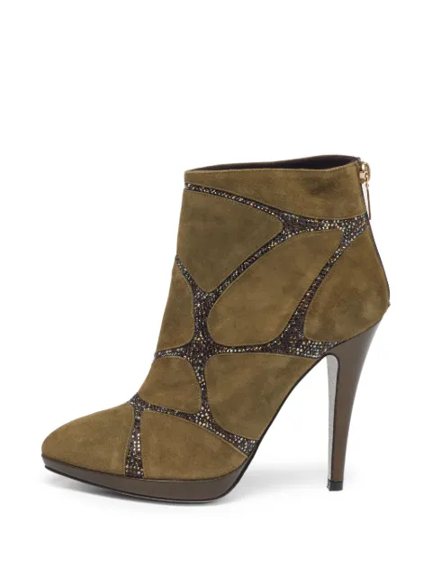 René Caovilla crystal-embellished suede ankle boots Green 1307062