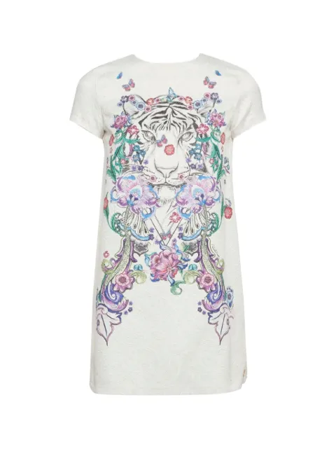 Roberto Cavalli Vintage tiger floral-print jacquard mini dress White 1308722
