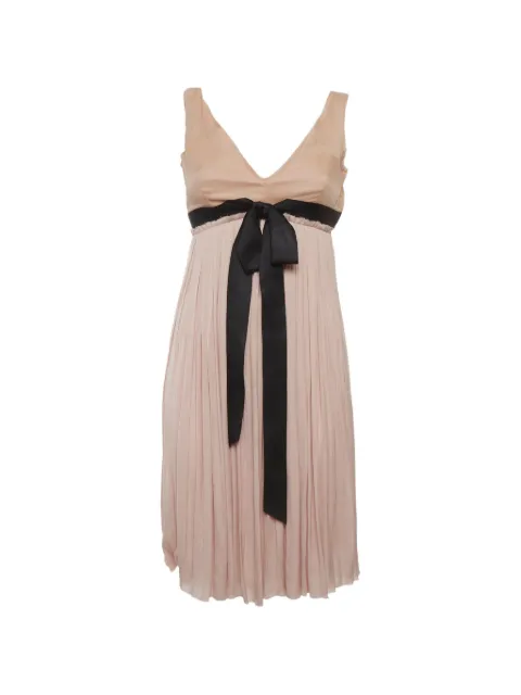 Lanvin Pre-Owned bow-detail pleated mini dress Pink 1310040