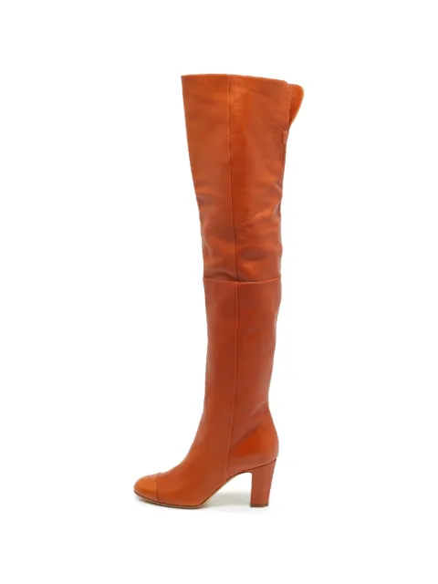 CHANEL Pre-Owned cap-toe knee-length boots Orange 1289411