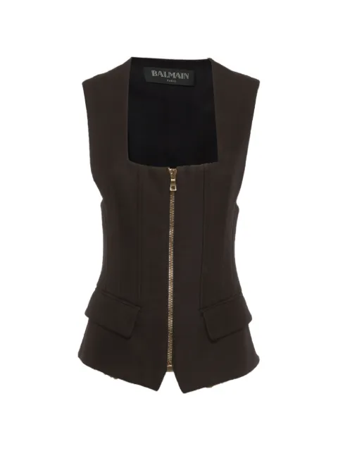 Balmain Pre-Owned sleeveless pocket-detail jacket Black 1282161