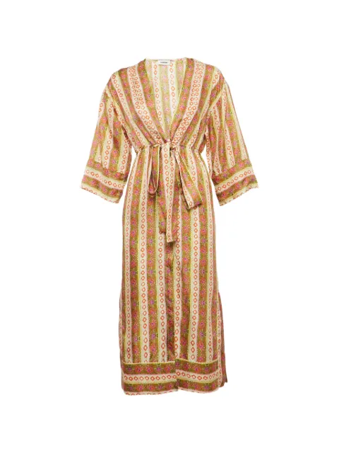 SANDRO floral striped kaftan midi dress Neutrals 1264358