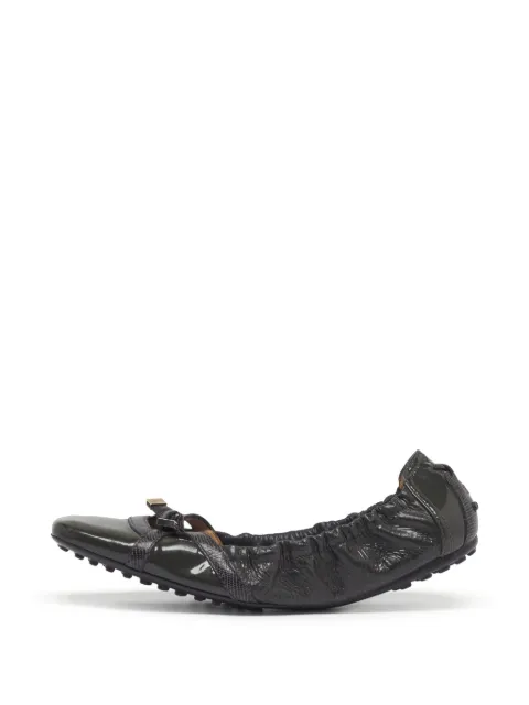 Tod's Vintage lizard-embossed bow ballet flats Green 1308746