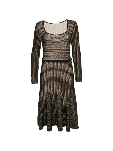 Valentino Garavani Pre-Owned crochet knit scoop neck midi dress Brown 1325093