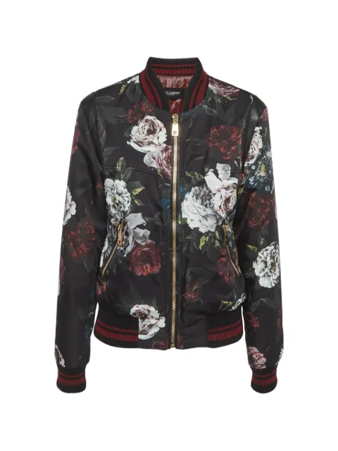 Dolce & Gabbana Pre-Owned floral-print bomber jacket Black 1315410