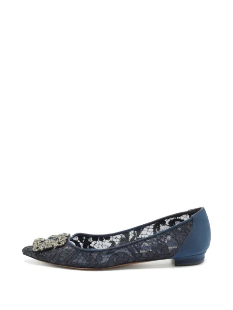 Manolo Blahnik Hangisi lace ballet flats Blue 1355906