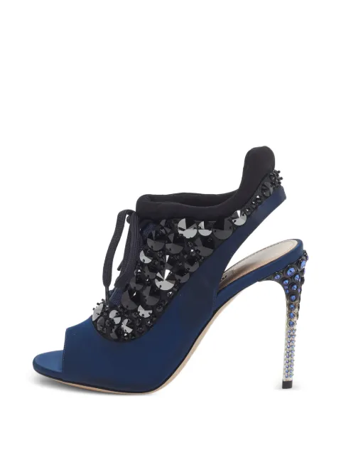 Miu Miu Pre-Owned embellished cutout ankle sandals Blue 1343182