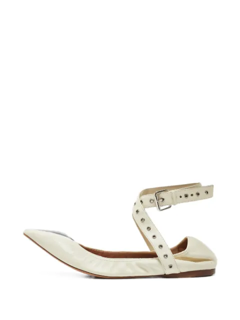 Valentino Garavani Pre-Owned Love Latch leather ballet flats White 1277125
