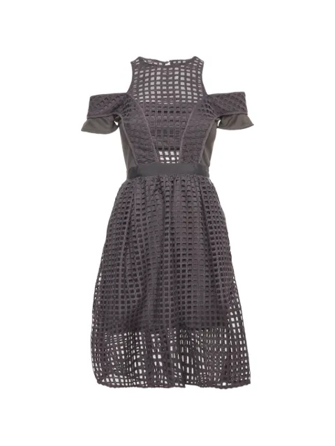 Self-Portrait grid-lace midi dress Grey 1327852