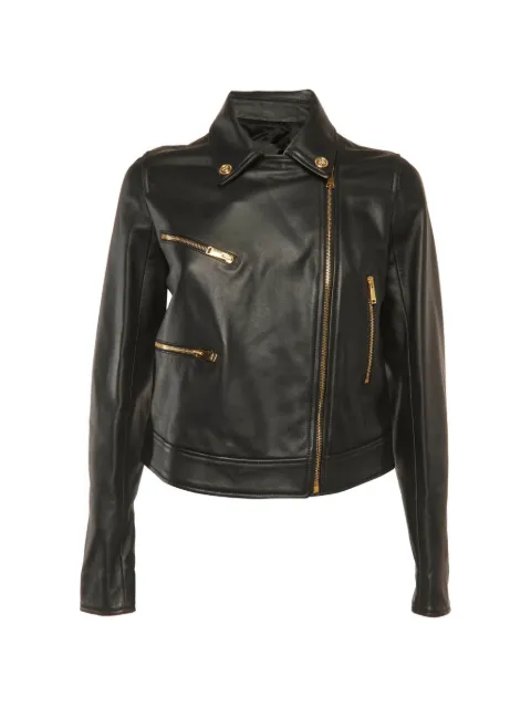 Versace Pre-Owned zip-up leather jacket Black 1357828