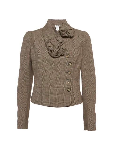 Sonia Rykiel Pre-Owned Prince of Wales floral-appliqué blazer Brown 1304929