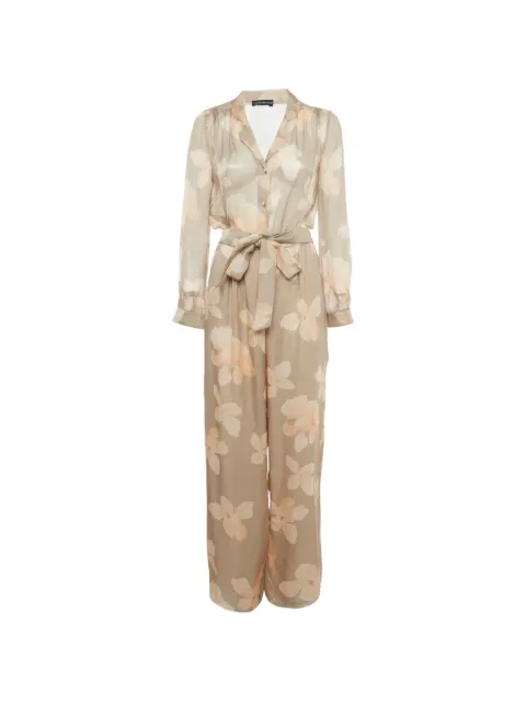 Emporio Armani Pre-Owned floral-print belted jumpsuit Neutrals 1255843